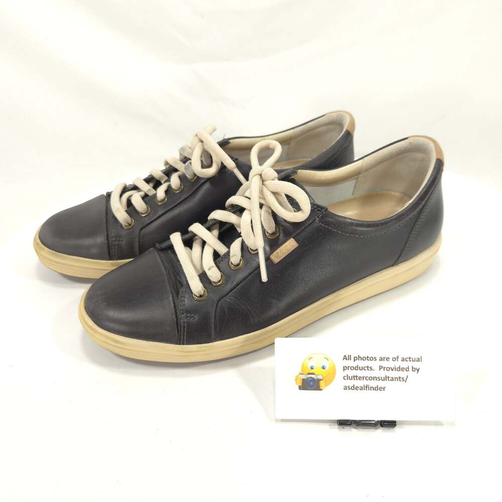 Ecco Leather Casual Lace Up Outdoor Sneaker Shoe Womens Size 8.5 39 45016 Black